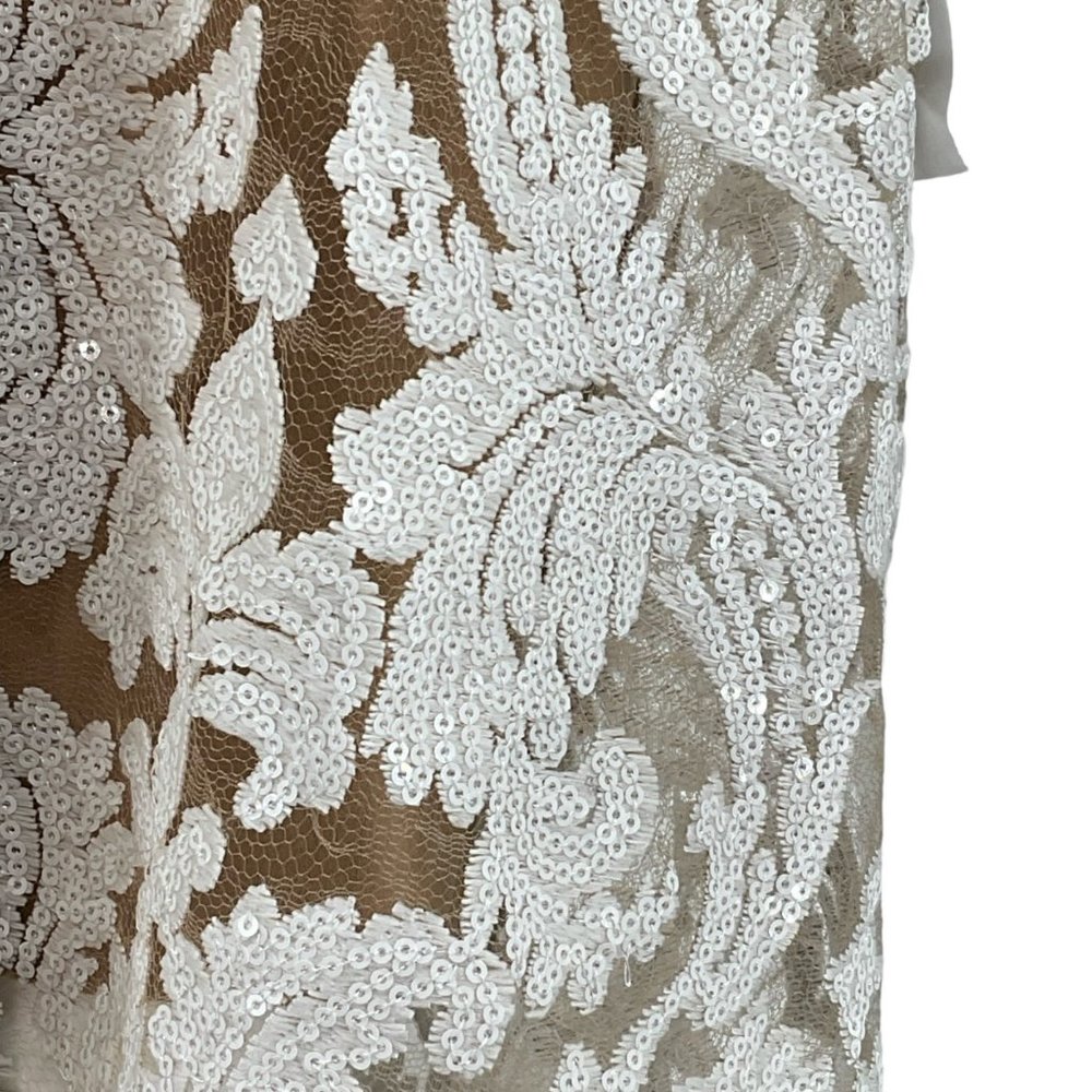 Dress the Population Dress Womens Sz S Blair Lace MiDi White Nude Msrp $269 - Picture 5 of 14